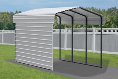 Image showing  10 x 15 x 9 ft. Eggshell Carport with 1 Sided Enclosure