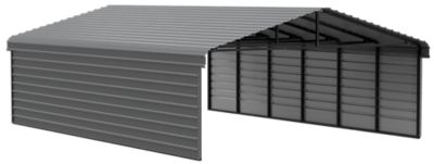 Arrow 20 x 29 x 7 ft. Charcoal Carport with 2 Sided Enclosure