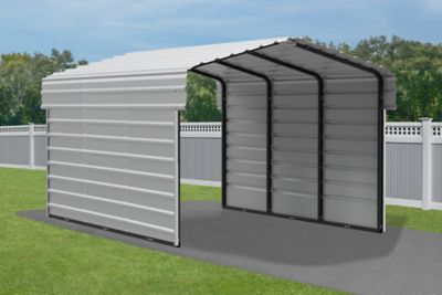 Image showing  10 x 15 x 7 ft. Eggshell Carport with 2 Sided Enclosure