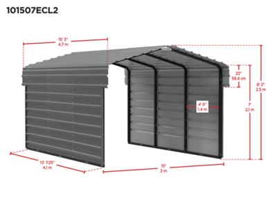 Image showing  10 x 15 x 7 ft. Eggshell Carport with 2 Sided Enclosure