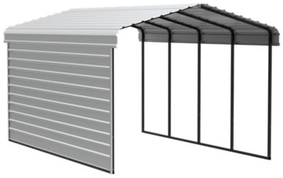 Arrow 12 x 20 x 9 ft. Eggshell Carport with 1 Sided Enclosure