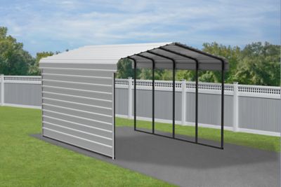 Image showing  12 x 20 x 9 ft. Eggshell Carport with 1 Sided Enclosure