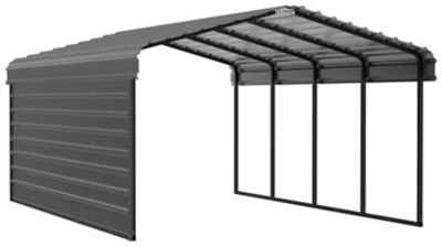 Arrow 12 x 20 x 7 ft. Charcoal Carport with 1 Sided Enclosure