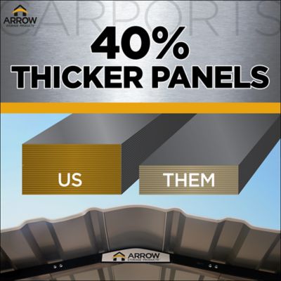 Image showing 6 th Arrow 12 x 20 x 7 ft. Charcoal Carport with 1 Sided Enclosure