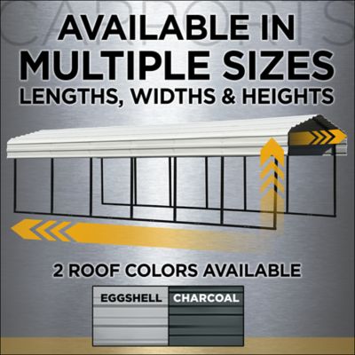 Image showing 10 th Arrow 12 x 20 x 7 ft. Charcoal Carport with 1 Sided Enclosure