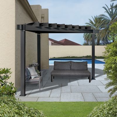 Image showing  Lima 10 x 10 ft. Grey Rustproof Aluminum Frame Pergola