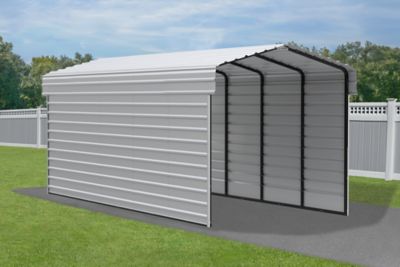 Image showing  10 x 24 x 9 ft. Eggshell Carport with 2 Sided Enclosure