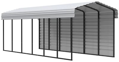 Arrow 10 x 29 x 9 ft. Eggshell Carport with 1 Sided Enclosure