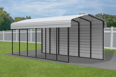 Image showing  10 x 29 x 9 ft. Eggshell Carport with 1 Sided Enclosure