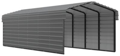 Arrow 10 x 29 x 7 ft. Charcoal Carport with 2 Sided Enclosure