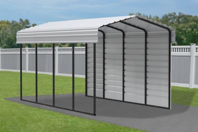 Image showing  10 x 20 x 9 ft. Eggshell Carport with 1 Sided Enclosure