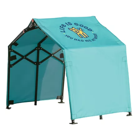 ShelterLogic You Had Me at Woof Retractable Dog Shade 2 x 3.5 x 2.5 ft Teal Pet Tents & Packable Outdoor Gear