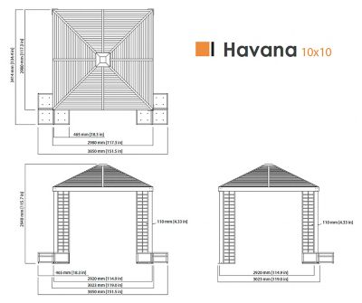 Image showing  Havana 13 x 11 x 10 ft. Black Aluminum Frame Gazebo With Planters