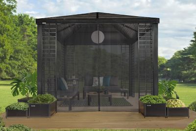 Image showing 5 th Sojag Havana 13 x 11 x 10 ft. Black Aluminum Frame Gazebo With Planters