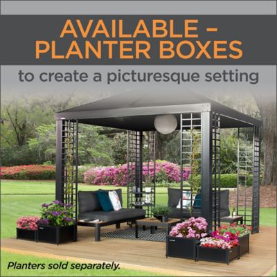 Image showing 6 th Sojag Havana 13 x 11 x 10 ft. Black Aluminum Frame Gazebo With Planters