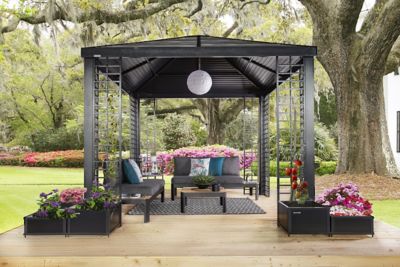 Image showing 7 th Sojag Havana 13 x 11 x 10 ft. Black Aluminum Frame Gazebo With Planters
