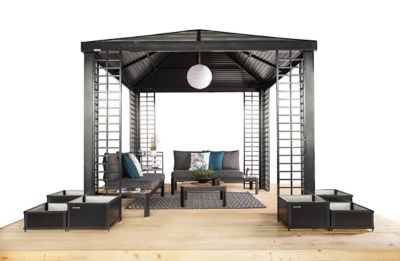 Image showing 9 th Sojag Havana 13 x 11 x 10 ft. Black Aluminum Frame Gazebo With Planters