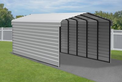 Image showing  12 x 29 x 9 ft. Eggshell Carport with 2 Sided Enclosure