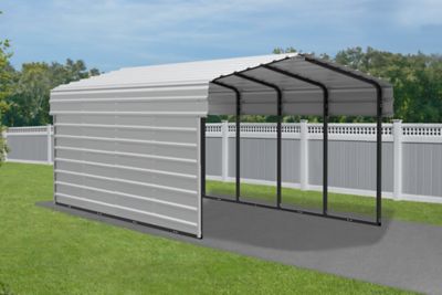 Image showing  10 x 20 x 7 ft. Eggshell Carport with 1 Sided Enclosure