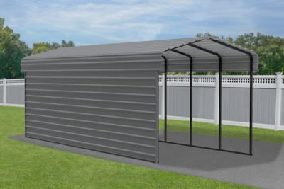 Image showing  10 x 29 x 9 ft. Charcoal Carport with 1 Sided Enclosure