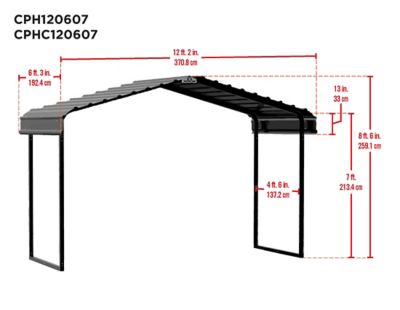 Image showing  12 x 6 x 7 ft. Charcoal 7 ft. Metal Canopy