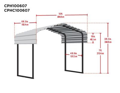 Image showing  12 x 6 x 7 ft. Charcoal 7 ft. Metal Canopy