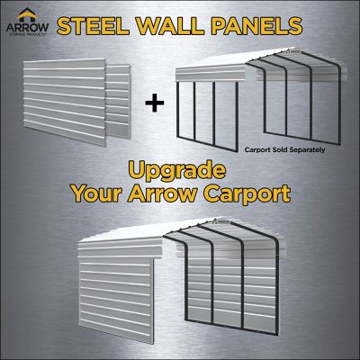 Image showing  9 x 24 ft. Eggshell Two Sided Steel Carport Enclosure