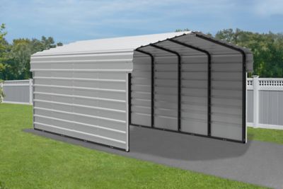 Image showing  10 x 20 x 7 ft. Eggshell Carport with 2 Sided Enclosure