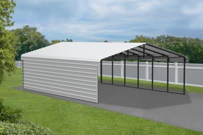 Image showing  20 x 29 x 7 ft. Eggshell Carport with 1 Sided Enclosure