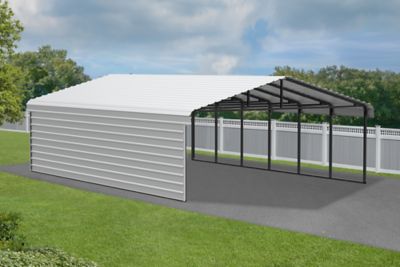 Image showing  20 x 29 x 9 ft. Eggshell Carport with 1 Sided Enclosure