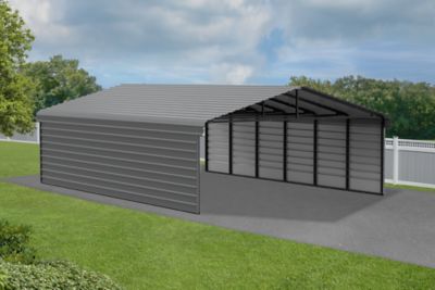 Image showing  20 x 29 x 9 ft. Charcoal Carport with 2 Sided Enclosure