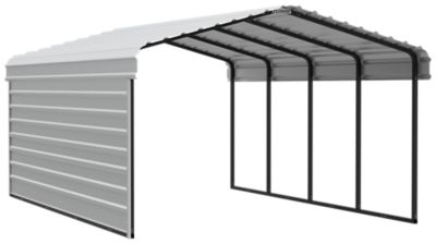 Arrow 12 x 20 x 7 ft. Eggshell Carport with 1 Sided Enclosure