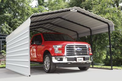 Image showing  12 x 20 x 7 ft. Eggshell Carport with 1 Sided Enclosure