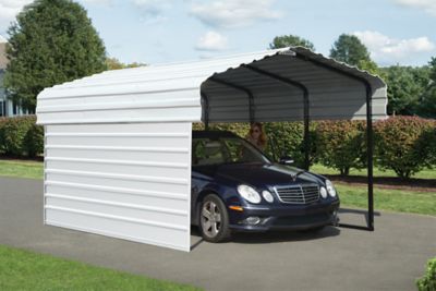 Image showing  10 x 15 x 7 ft. Eggshell Carport with 1 Sided Enclosure