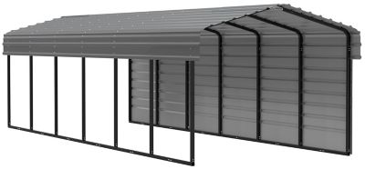 Arrow 10 x 29 x 7 ft. Charcoal Carport with 1 Sided Enclosure