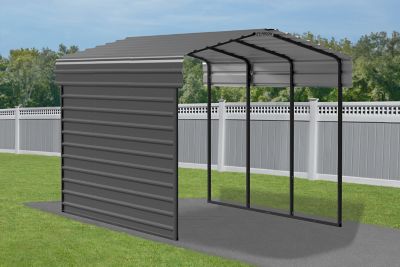 Image showing  9 x 15 ft. Charcoal One Sided Steel Carport Enclosure