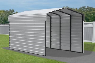 Image showing  10 x 20 x 9 ft. Eggshell Carport with 2 Sided Enclosure