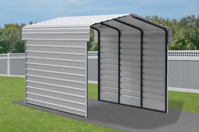 Image showing  10 x 15 x 9 ft. Eggshell Carport with 2 Sided Enclosure