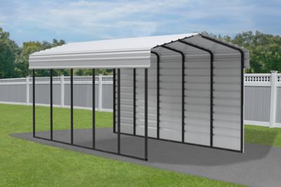 Image showing  10 x 24 x 9 ft. Eggshell Carport with 1 Sided Enclosure