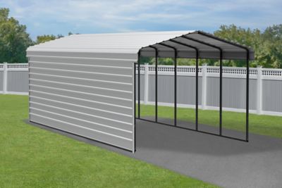 Image showing  12 x 29 x 9 ft. Eggshell Carport with 1 Sided Enclosure