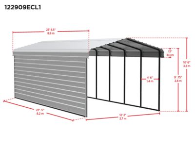 Image showing  12 x 29 x 9 ft. Eggshell Carport with 1 Sided Enclosure