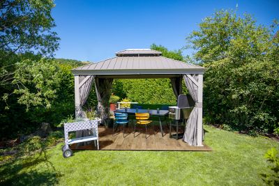 Image showing  Monaco, Messina, Mykonos 12 x 12 x 7 ft. Taupe Curtains for Messina and Mykonos Outdoor Gazebo Models