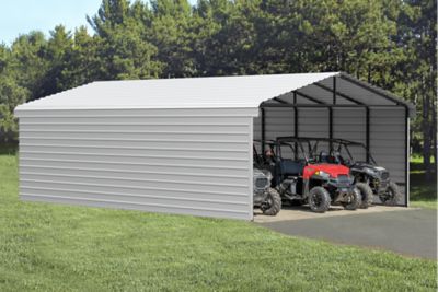 Image showing  20 x 29 x 9 ft. Eggshell Carport with 2 Sided Enclosure