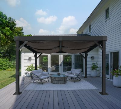 Image showing  Fontana Black Aluminum Frame 10 x 12 ft Pergola