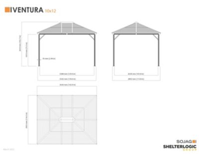 Image showing  Ventura 10 x 12 x 9 ft. Dark Grey Gazebo