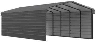 Arrow 12 x 29 x 7 ft. Charcoal Carport with 2 Sided Enclosure