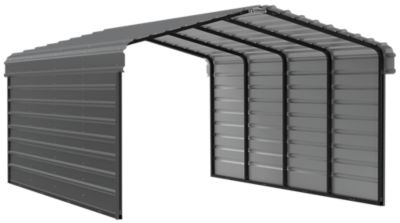 Arrow 12 x 20 x 7 ft. Charcoal Carport with 2 Sided Enclosure