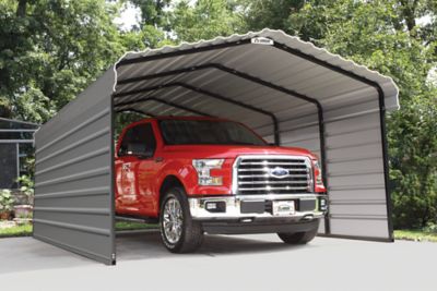 Image showing  12 x 20 x 7 ft. Charcoal Carport with 2 Sided Enclosure