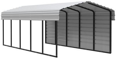 Arrow 10 x 24 x 7 ft. Eggshell Carport with 1 Sided Enclosure