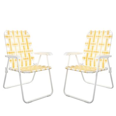 Novogratz Poolside Gossip Priscilla Folding Chairs, 250 lb. Capacity, Yellow, 2-Pack